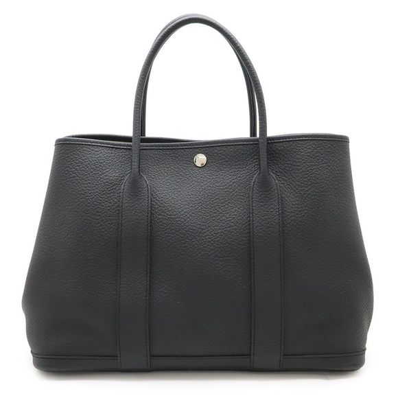 Hermes Garden Party PM Tote Handbag Negonda Leather Black Black Silver Hardware - Picture 1 of 9